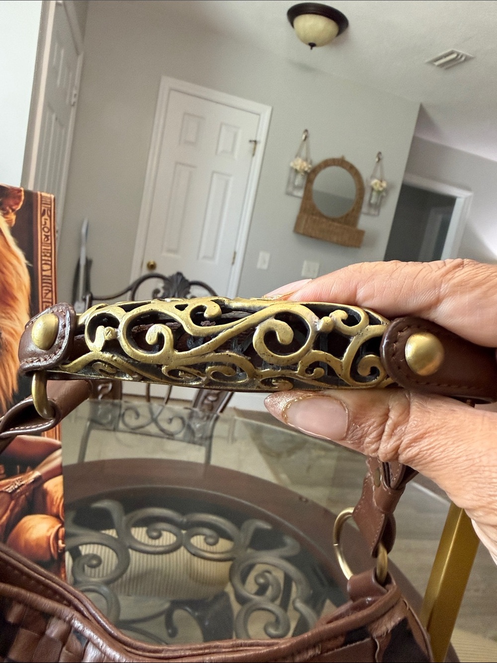 Sharif Vintage RARE LEATHER AND CALF HAIR Gold-Tone Hardware - Picture 10 of 10